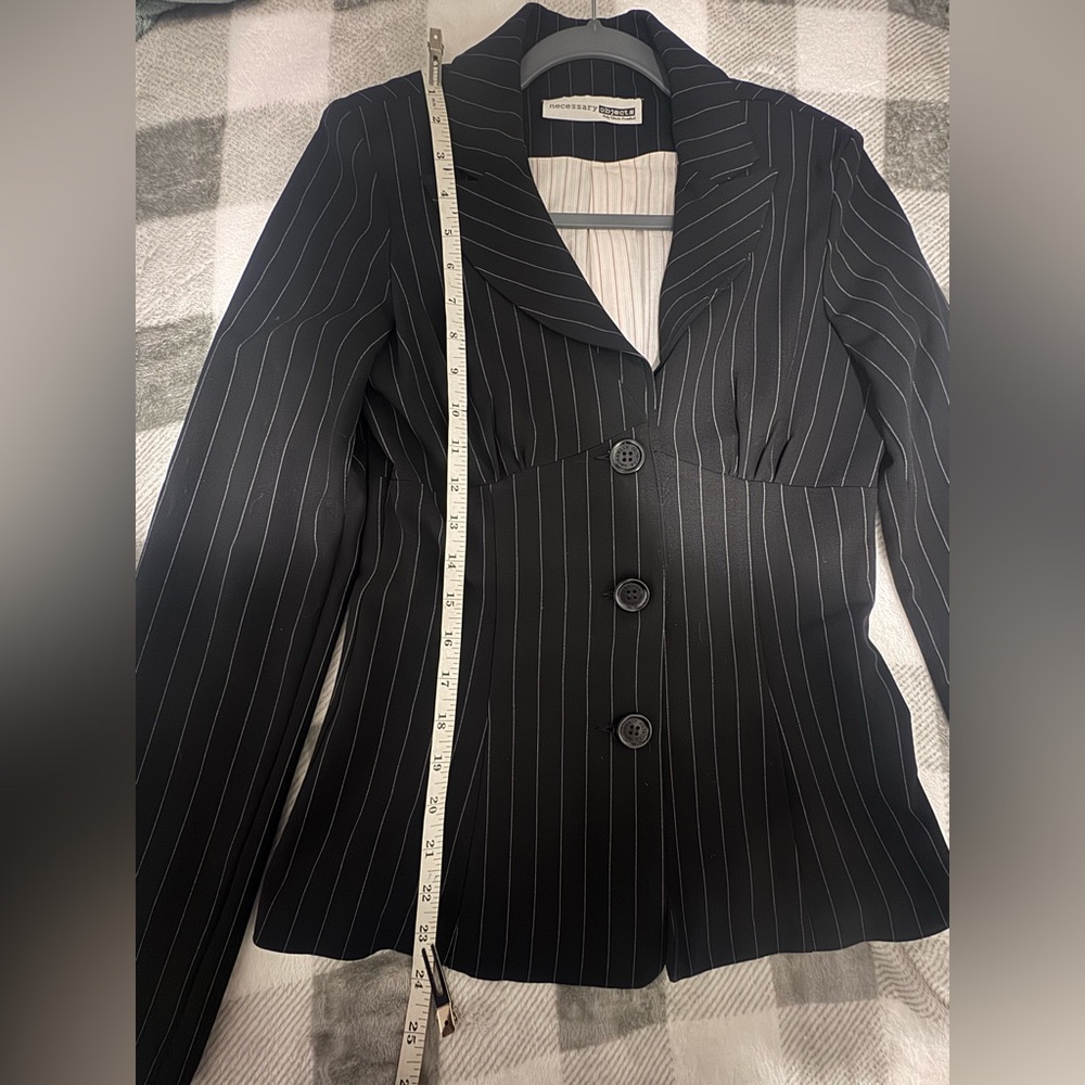 Necessary Objects Black Striped Blazer - image 5